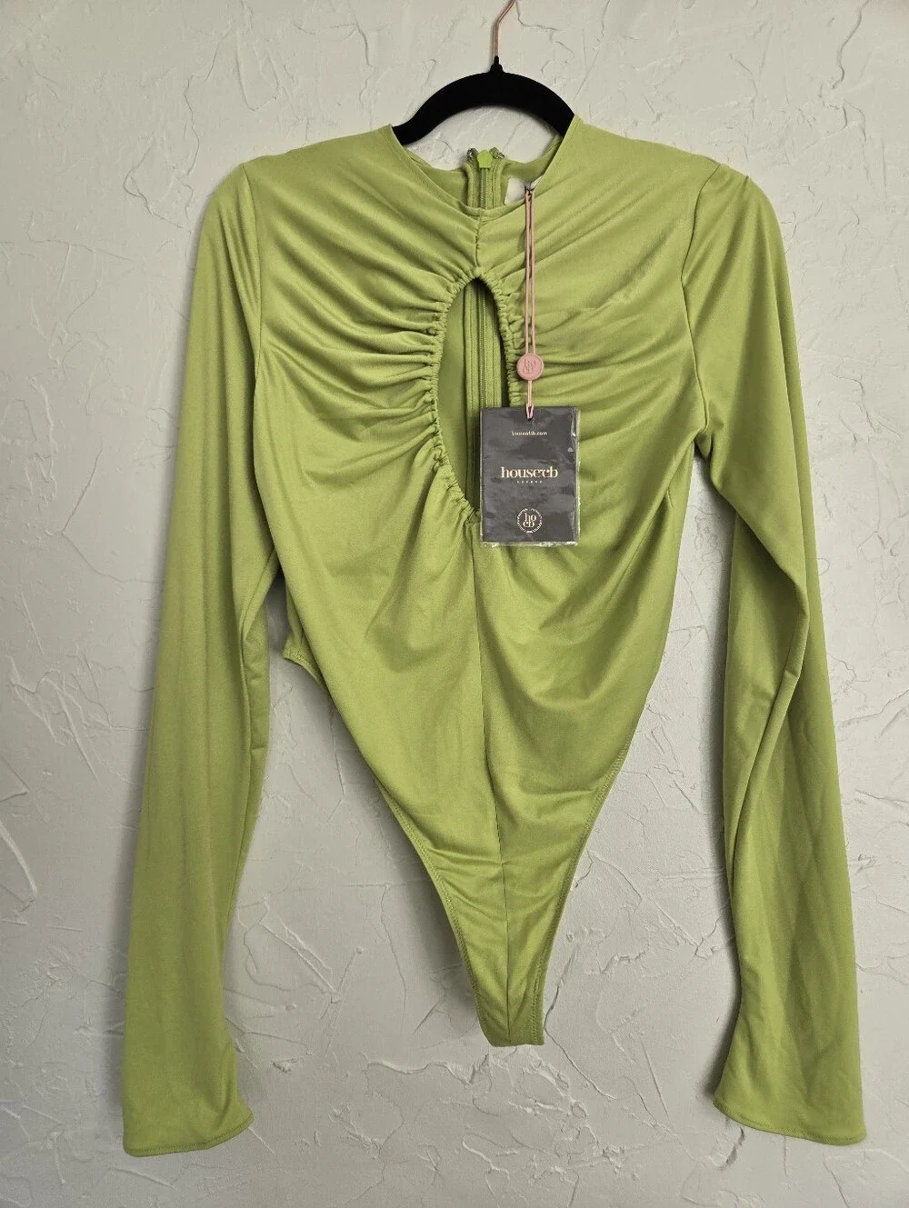 NWT House of CB Green Cut Out Long Sleeve Estrelle Bodysuit, L